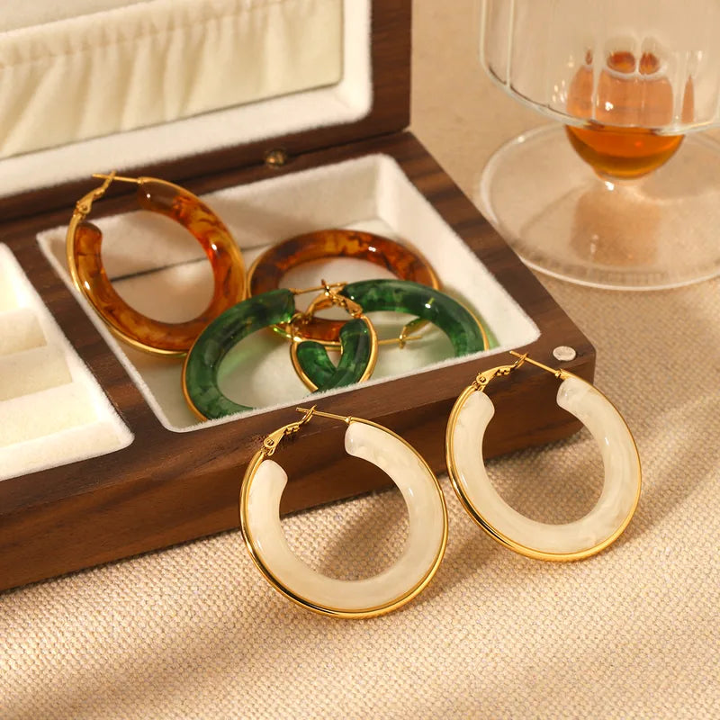 Ivory Glow Hoop Earrings