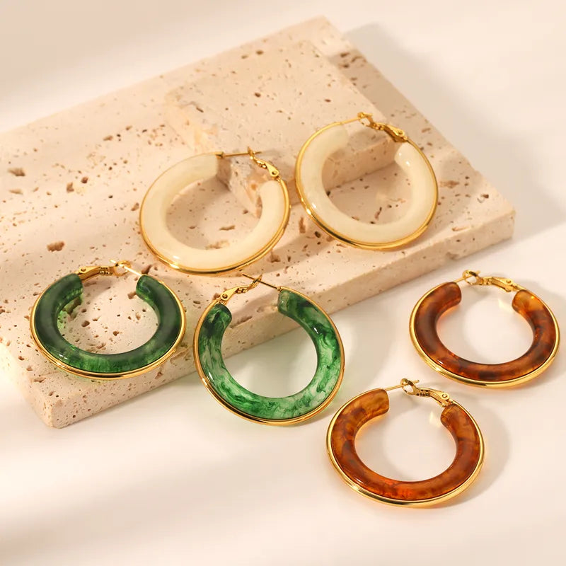 Ivory Glow Hoop Earrings