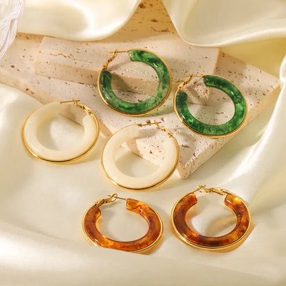 Ivory Glow Hoop Earrings