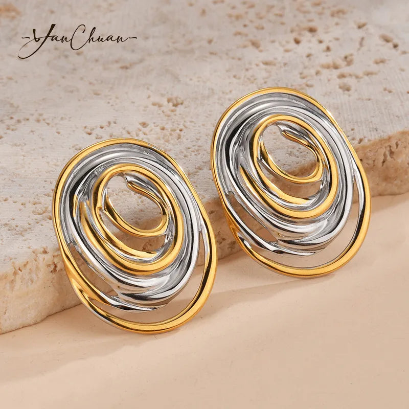Nova Duo Earrings - Gold - silver plated