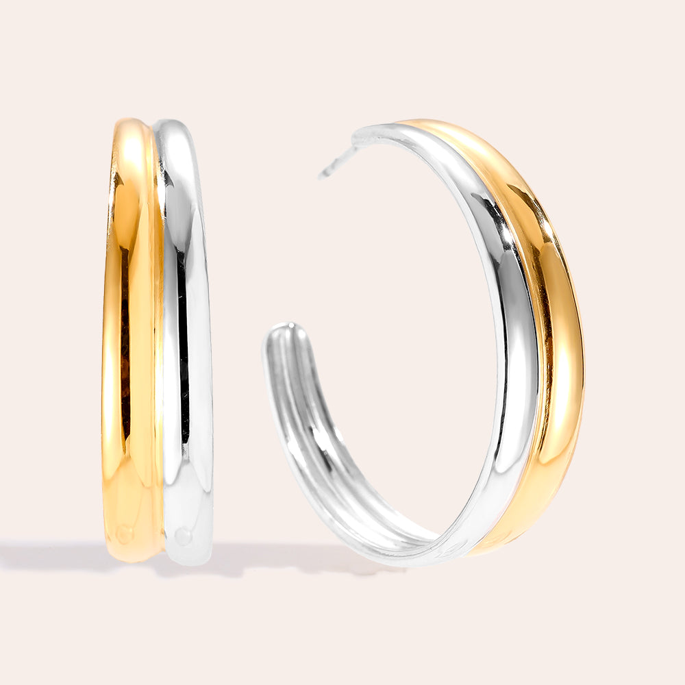 Lila Duo Hoop Earrings - Gold-silver plated