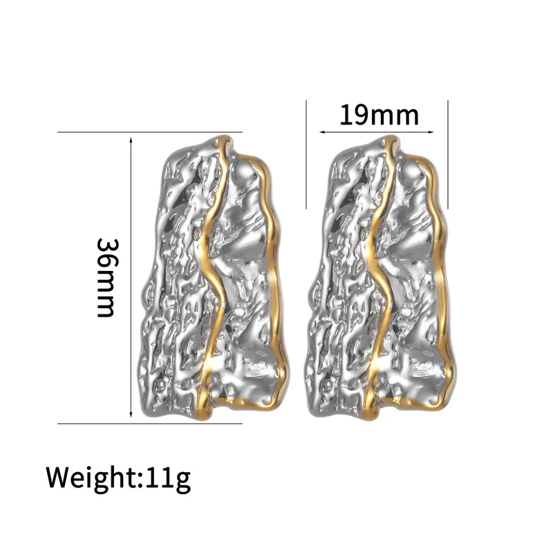 Axis Block Earrings Gold - silver plated