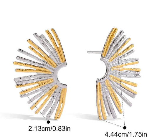 Fan Earrings - Gold- silver plated